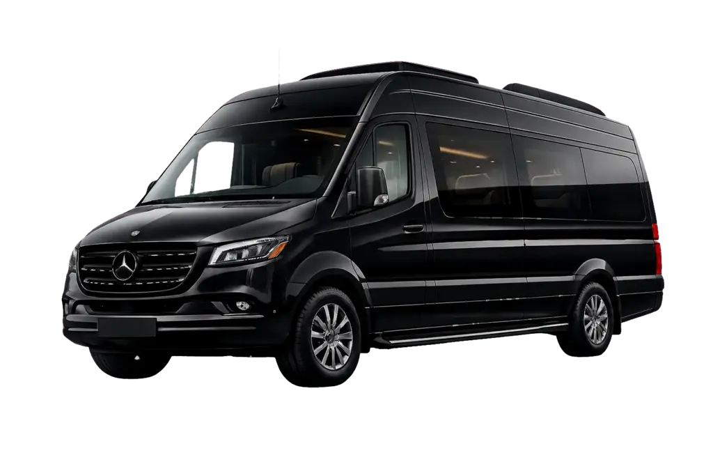 Black Mercedes-Benz Sprinter executive van for teams and roadshows